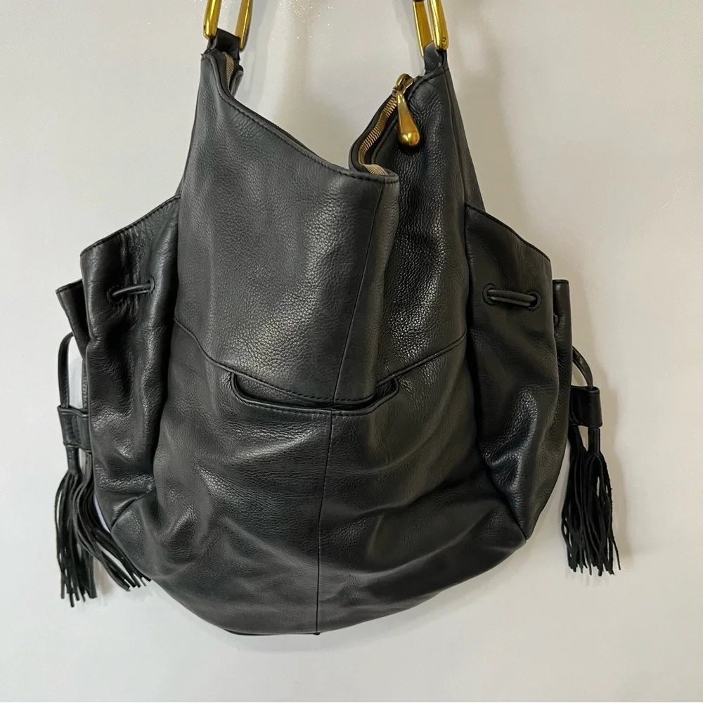 Hobo International Black Leather Fringe Shoulder Bag - Picture 3 of 15